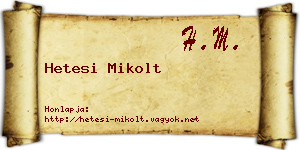 Hetesi Mikolt névjegykártya